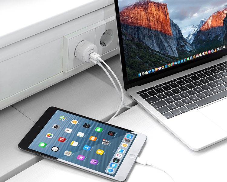 Kompaktes Doppel-USB-Netzteil mit USB-C PD und USB-A QC 3.0, 20 Watt