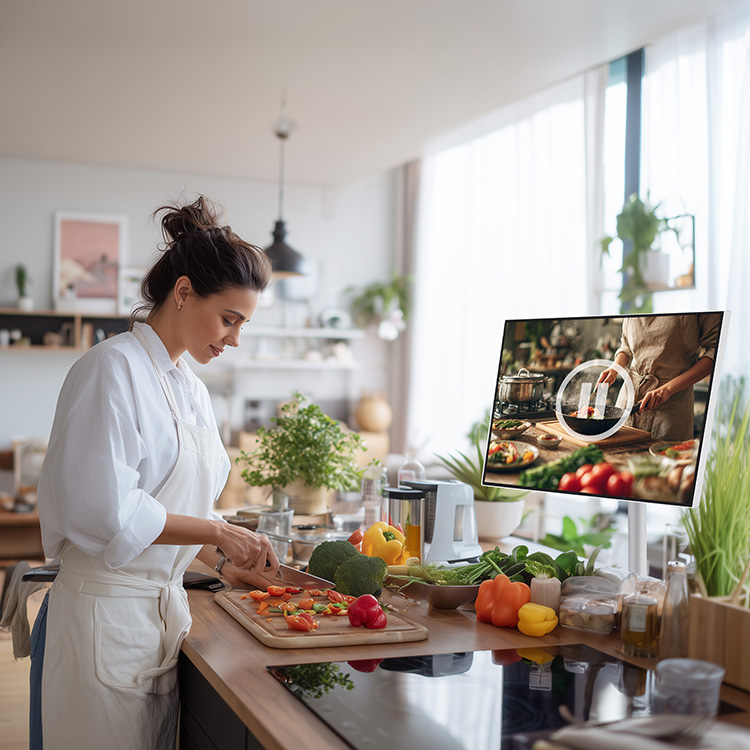 Mobiler Smart-Bildschirm mit 23,8″, Android 13, HDMI, Akku, Touch, USB